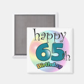 ハッピー65誕生日（ブルーウ） マグネット (正面/裏面)