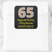 ハッピー65誕生日&メリークリスマス,名前をカスタムする スクエアシール (バッグ)