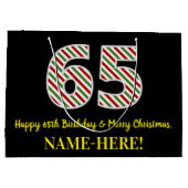 ハッピー65誕生日&メリークリスマス，名前をカスタムする ラージペーパーバッグ (裏面)