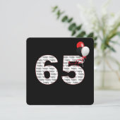 ハッピー65th誕生日オンブラック招待状 招待状 (スタンド正面)