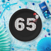 ハッピー65th誕生日オンブラック紙プレート ペーパープレート (パーティー)