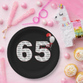 ハッピー65th誕生日オンブラック紙プレート ペーパープレート (パーティー)