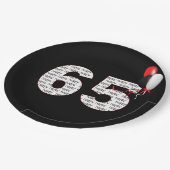 ハッピー65th誕生日オンブラック紙プレート ペーパープレート (アングル)
