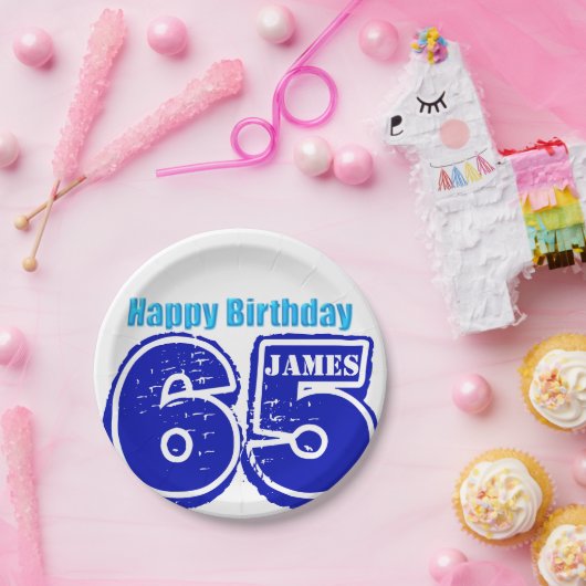 ハッピー65th誕生日パーソナライズされた紙プレート ペーパープレート (パーティー)