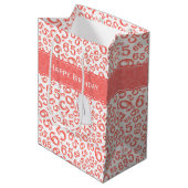 ハッピー65th誕生日パーティーコーラルナンバーパターン ミディアムペーパーバッグ (正面アングル)