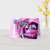 ハッピー65th誕生日（ピンク・ローズ&ブルーフラワー） カード (黄色い花)