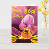 ハッピー66誕生日フラワーパンジー カード (黄色い花)