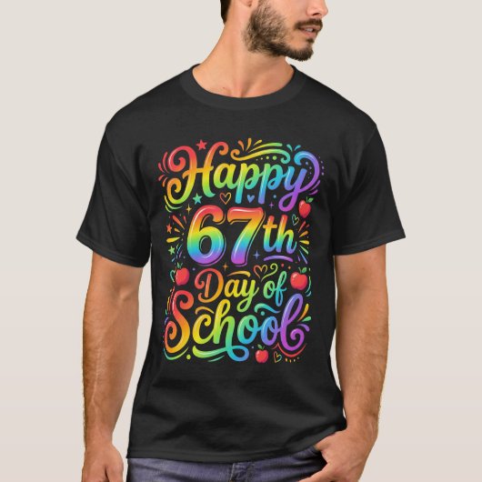 ハッピー67回目登校日 虹の先生 Tシャツ (正面)