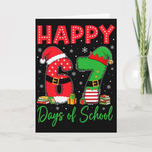 ハッピー67日学校 六 七 67 クリスマス サン カード (正面)