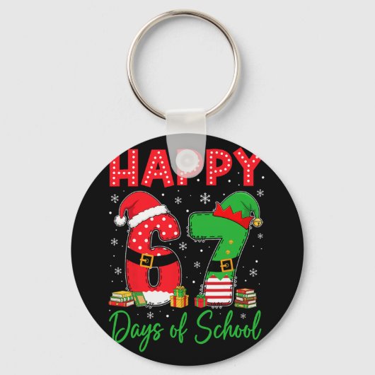 ハッピー67日学校 六 七 67 クリスマス サン キーホルダー (正面)