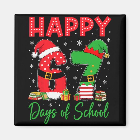 ハッピー67日学校 六 七 67 クリスマス サン マグネット (正面)