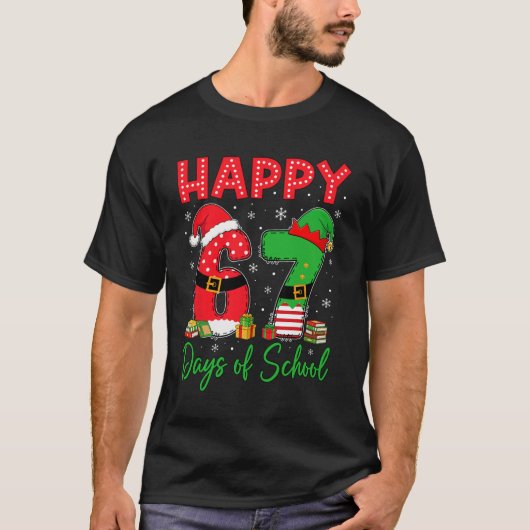 ハッピー67日学校 六 七 67 クリスマス サン Tシャツ (正面)
