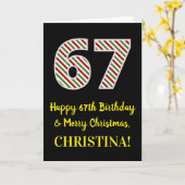 ハッピー67誕生日&メリークリスマス,名前をカスタムする カード (黄色い花)