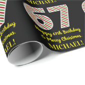 ハッピー67誕生日&メリークリスマス，名前をカスタムする ラッピングペーパー (ロールコーナー)