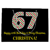 ハッピー67誕生日&メリークリスマス，名前をカスタムする ラージペーパーバッグ (裏面)