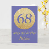 ハッピー68誕生日と金ゴールドグリッター カード (黄色い花)