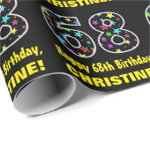 ハッピー68誕生日、おもしろいカラフルスターパターン68 ラッピングペーパー (ロールコーナー)