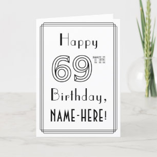 ハッピー69誕生日、アールデコスタイル(名前をカスタムする付き) カード