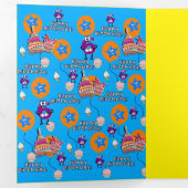 ハッピー6th誕生日カード、#6ブルー&イエロー 三つ折りカード (内部最初)