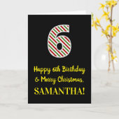 ハッピー6th誕生日&メリークリスマス,名前をカスタムする カード (黄色い花)