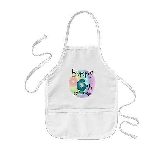 ハッピー6th誕生日 子供用エプロン (正面)