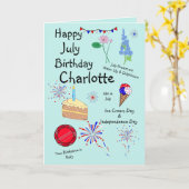 ハッピー7月誕生日折りグリーティングカード カード (黄色い花)