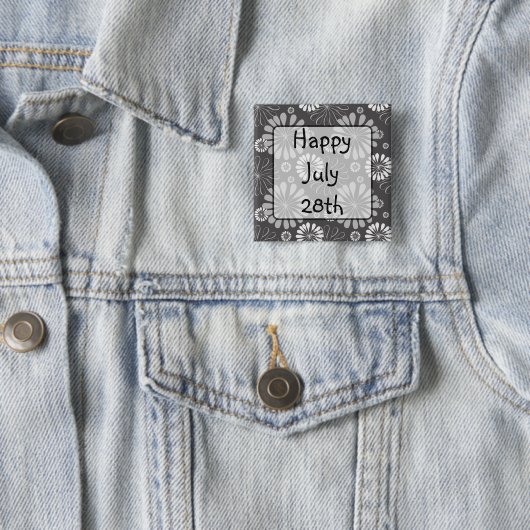 ハッピー7月28日フローラかわいらしハッピメッセージボタン 缶バッジ (インサイチュ)