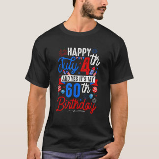 ハッピー7月4日と私の60誕生日愛国戦艦 Tシャツ