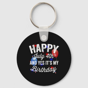 ハッピー7月4日とYes私の誕生日は独立 キーホルダー