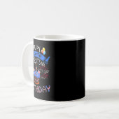 ハッピー7月4日とYes私の誕生日は独立 コーヒーマグカップ (正面左)