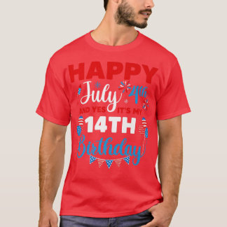 ハッピー7月4日とYes私の14番目の誕生日のインデックス Tシャツ