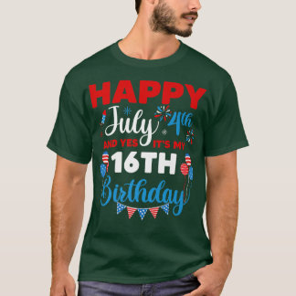 ハッピー7月4日とYes私の16番目の誕生日のインデックス Tシャツ