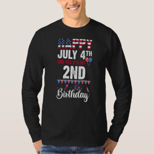 ハッピー7月4日とYes私の2回目の誕生日アメリカ Tシャツ