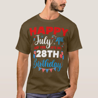 ハッピー7月4日とYes私の28番目の誕生日のインデックス Tシャツ