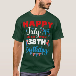ハッピー7月4日とYes私の38番目の誕生日のインデックス Tシャツ
