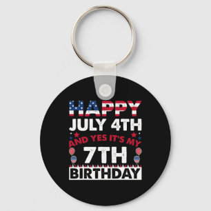 ハッピー7月4日とYes私の7番目の誕生日のインディペ キーホルダー