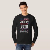 ハッピー7月4日とYes私の90誕生日アメリカ Tシャツ (正面フル)