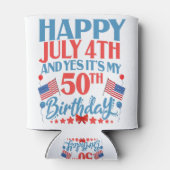 ハッピー7月4日とyes50回目の誕生日プレゼント 缶クーラー (裏面)