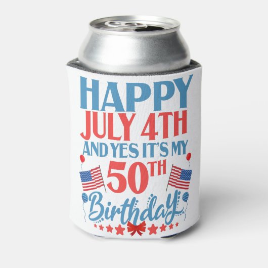 ハッピー7月4日とyes50回目の誕生日プレゼント 缶クーラー (缶裏面)