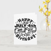 ハッピー7月4日とYes7月の私の誕生日4日 カード (黄色い花)