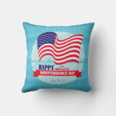 ハッピー7月4日アメリカンフラッグイラストレーション クッション (裏面)