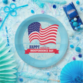 ハッピー7月4日アメリカンフラッグイラストレーション ペーパープレート (パーティー)