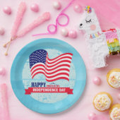 ハッピー7月4日アメリカンフラッグイラストレーション ペーパープレート (パーティー)