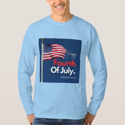 ハッピー7月4日アメリカ国旗 Tシャツ (正面)