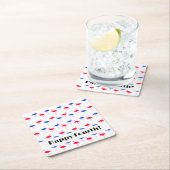 ハッピー7月4日インディペンデンスデイフラミンゴス スクエアペーパーコースター (インサイチュ)