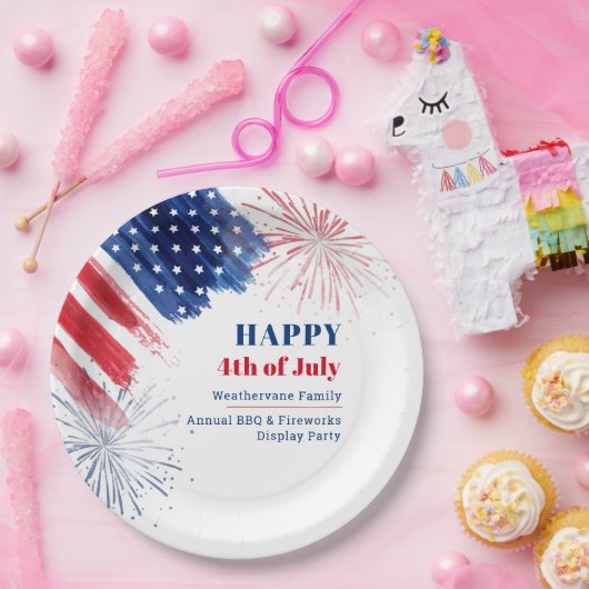 ハッピー7月4日インディペンデンスデイUSAファミリー懇親会 ペーパープレート (パーティー)