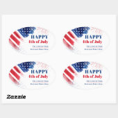 ハッピー7月4日インディペンデンスデーUSA Business 楕円形シール (シート)