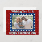 ハッピー7月4日グリッターファミリーフォト ポストカード (正面/裏面)