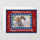 ハッピー7月4日グリッター写真 ポストカード (正面/裏面)