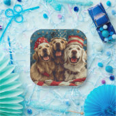 ハッピー7月4日ゴールデンレトリエバードッグス ペーパープレート (パーティー)